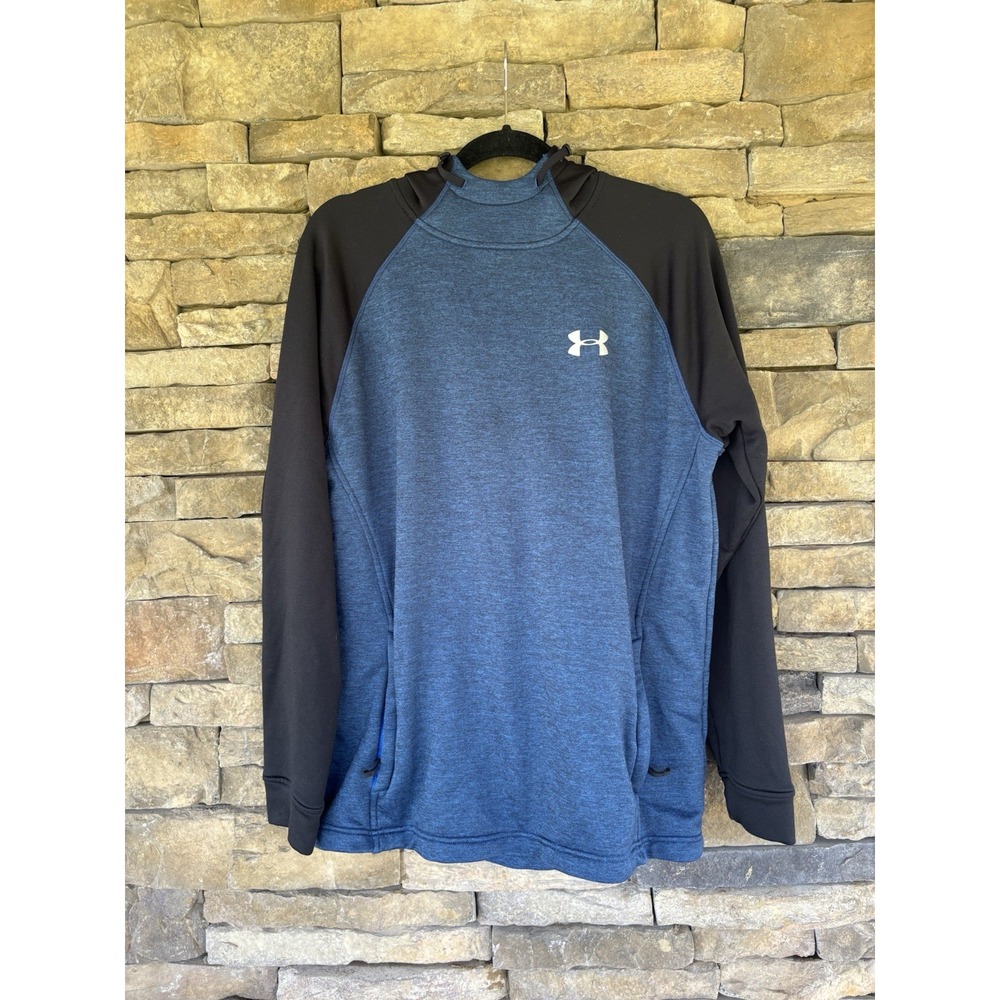 Under Armour Hoodie. Men's Large Navy Black Loose Zip Pockets‎